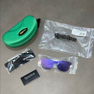 Tipsy Elves Vibrant Purple Sunglasses with Bold Green Case